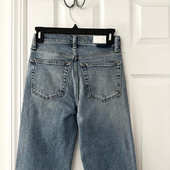 Re/Done Originals 2019 High Rise Stove Pipe Raw Hem Light Wash 25 190-3WSTV27 - Picture 9 of 13